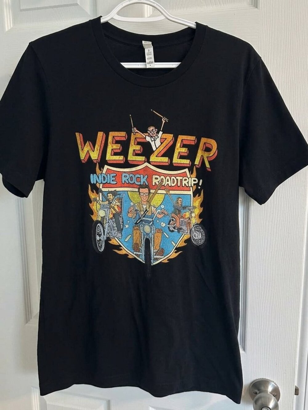 Weezer Indie Rock Roadtrip 2023 Tour T-Shirt Men’s L Black 100% Cotton Graphic T